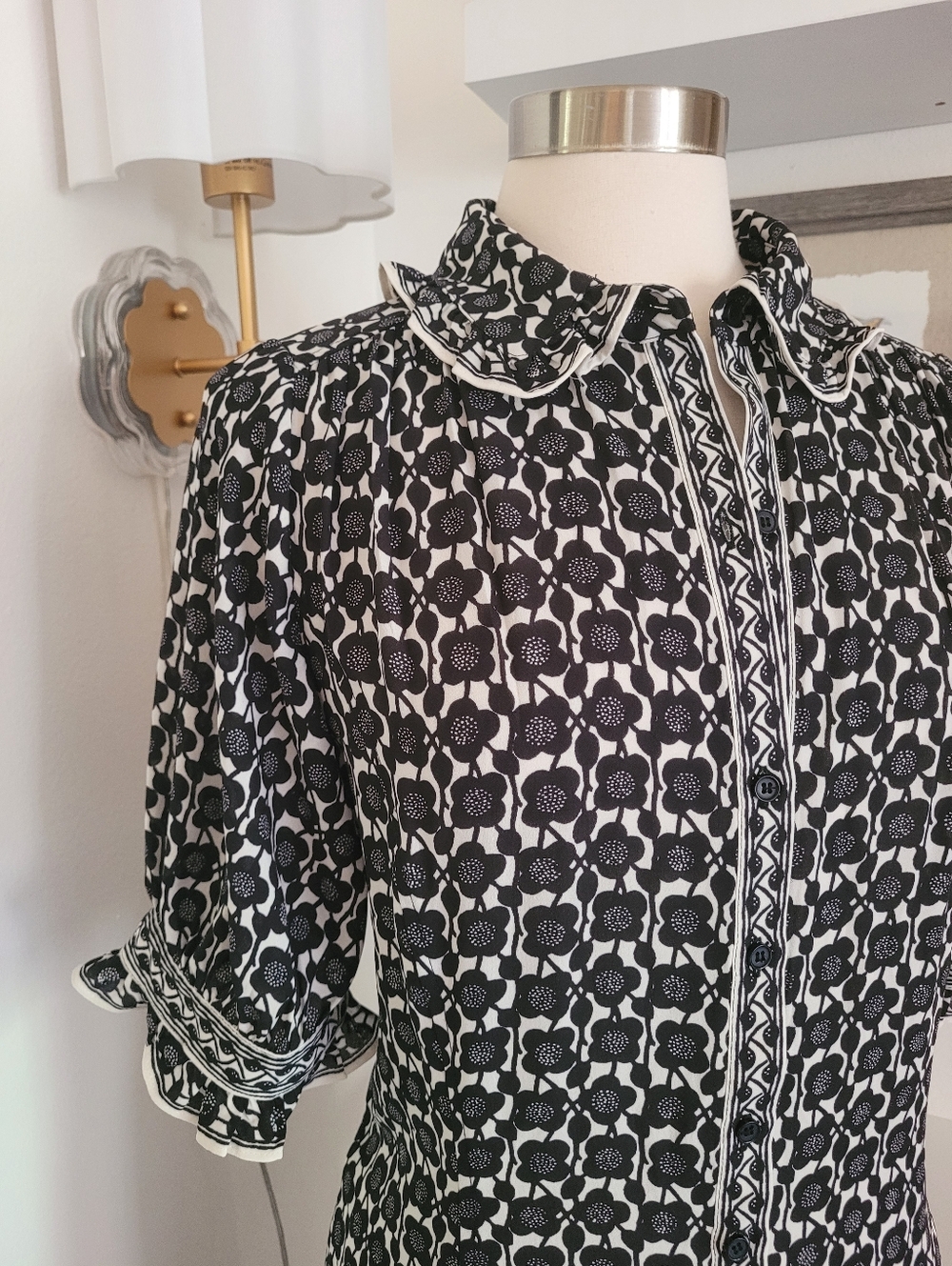 Max Studio Black and White Geometric-Print Midi Dress - Picture 2 of 12